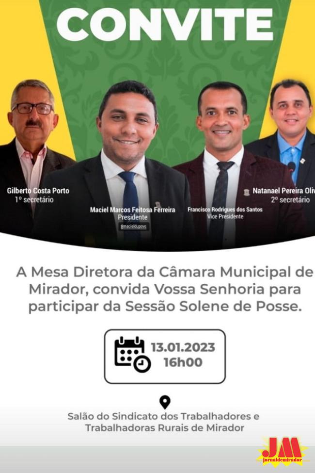 Hoje A Posse Da Nova Mesa Diretora Da C Mara De Vereadores De Mirador